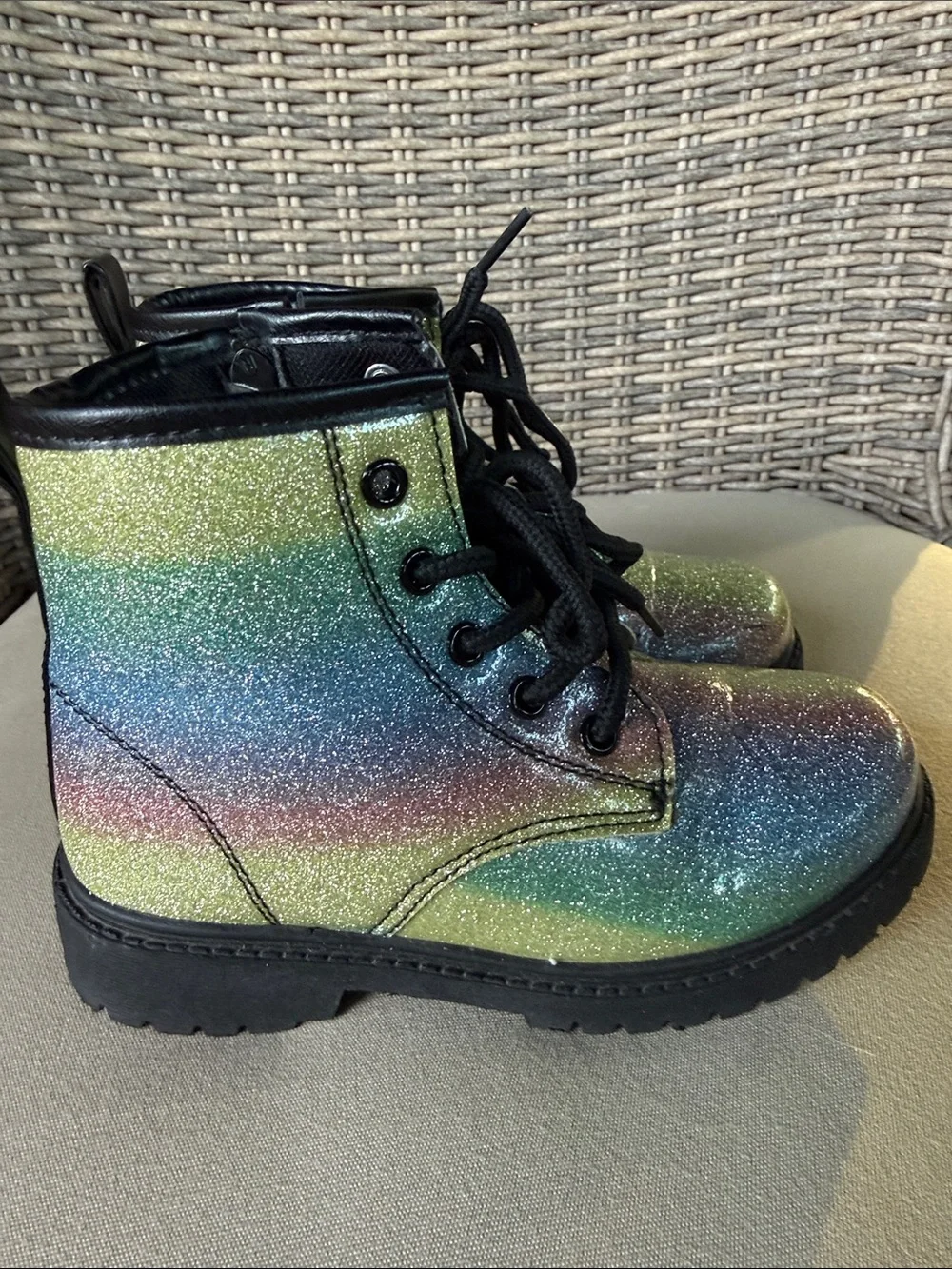 Marie Nicole Kids Rainbow Glitter Lace-Up Boots- Shimmer &Shine
